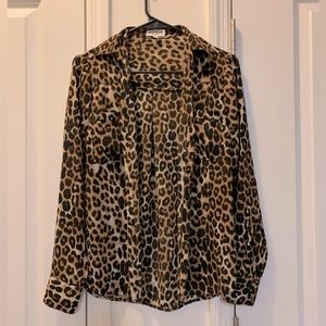 Express Women’s Portofino Cheetah Print Dress Shirt